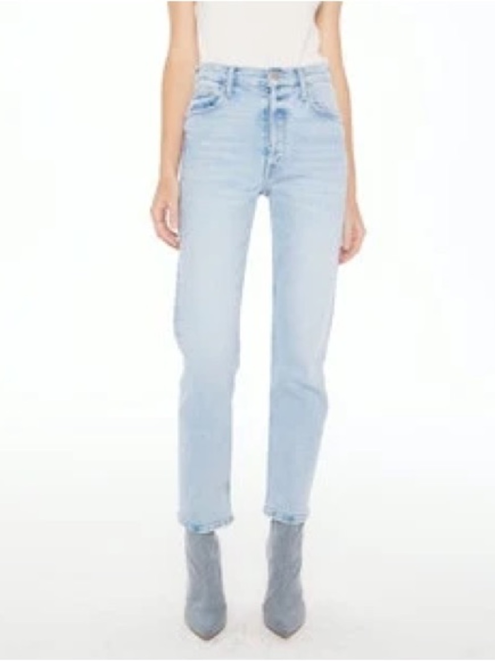 MOTHER The Tomcat Flood High Rise Straight Leg Jeans Big Hair Don't Care Denim